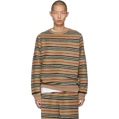 Burberry Edson Icon Stripe Fleece Sweatshirt In Brown