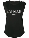 Balmain Front Logo Tank Top In C0100 Noir