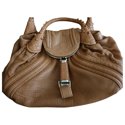 Pre-owned Fendi Spy Leather Tote In Brown