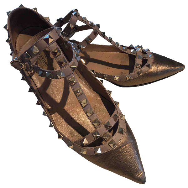 gold valentino flats