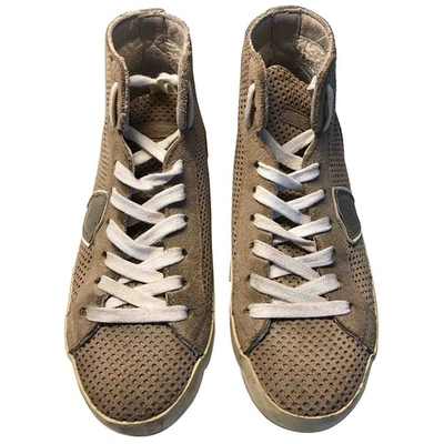 Pre-owned Philippe Model Leather Trainers In Beige