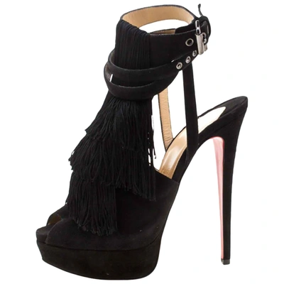 Pre-owned Christian Louboutin Black Suede Sandals