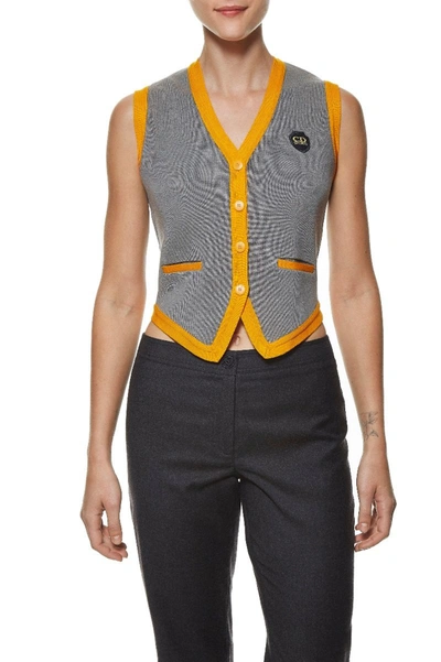 Pre-owned Dior Grey Wool Button Front Vest