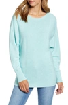 Tommy Bahama Bonita Boatneck Ribbed Cotton Blend Sweater In Glass Bead Blue Heather
