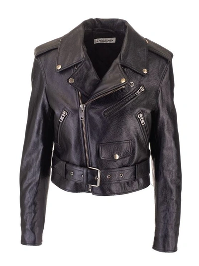 Balenciaga Women's Black Leather Outerwear Jacket