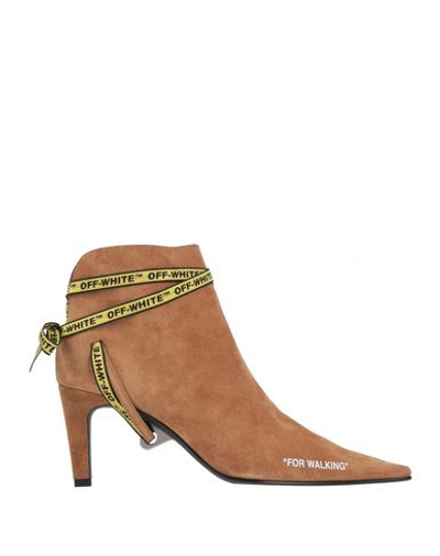 Off-white Ankle Boot In Camel