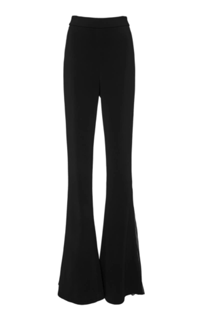 Cushnie Silk Chiffon-trimmed Stretch-cady Flared Pants In Black