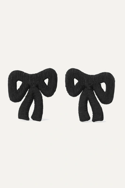 Rebecca De Ravenel Tie Me Up Cord Clip Earrings In Black