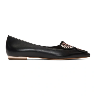 Sophia Webster Butterfly Embroidered Leather Point-toe Flats In Black/nude