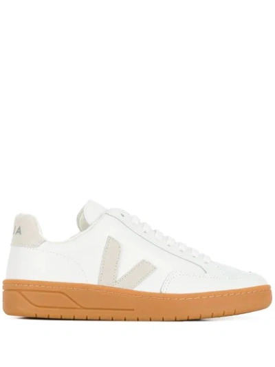 Veja V-12 Suede-trimmed Leather Sneakers In White