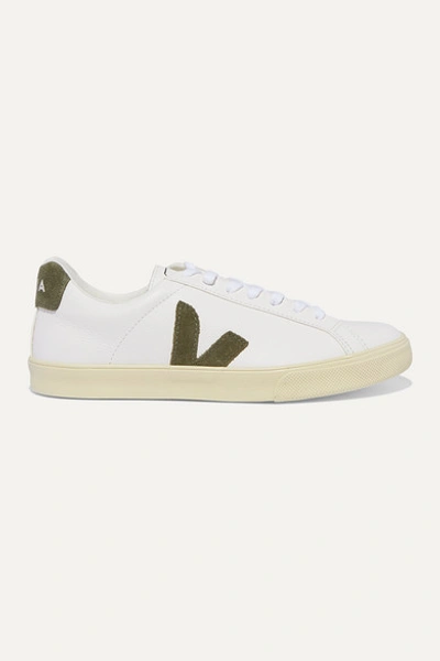 Veja Net Sustain Esplar Leather And Suede Sneakers In White