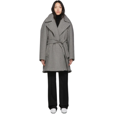 Balenciaga Oversized Belted Houndstooth Wool And Cashmere-blend Jacket In Grey