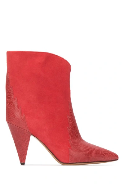 Isabel Marant Étoile Embossed Cone Heel Boots In Red