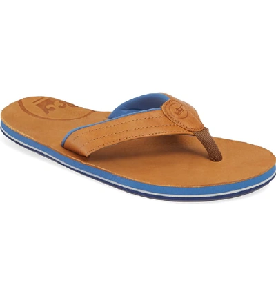 Hari Mari X Peter Millar Men's Leather Thong Sandals In Whiskey Leather