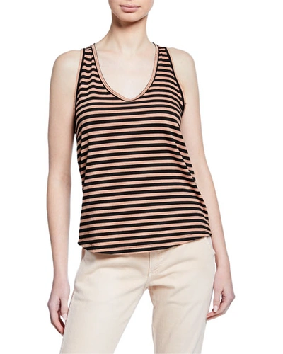 Amo Denim Sunday Striped Scoop-neck Tank In Faded Ado Stripe