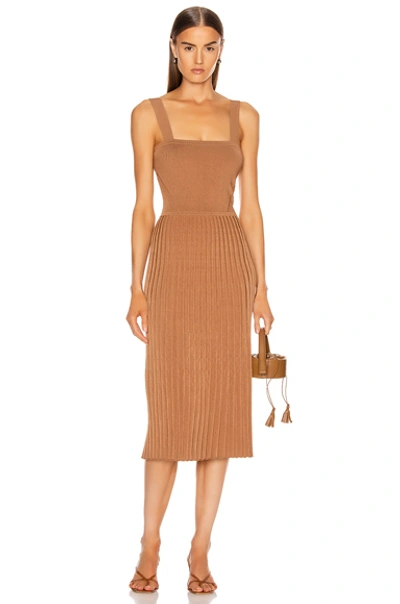 Cushnie Sleeveless Midi Fit And Flare Dress In Camel