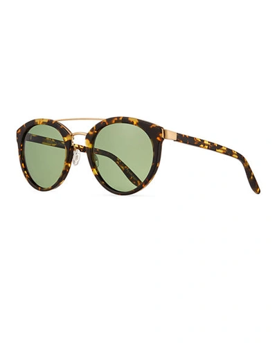 Barton Perreira Dalziel Round Sunglasses With Metal Bar In Matte Heroine