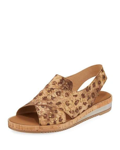 Sesto Meucci Sabita Comfort Cork-print Leather Slingback Sandals In Leopard