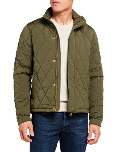 Scotch & Soda Men's Classic Quilted Hooded Jacket In Military