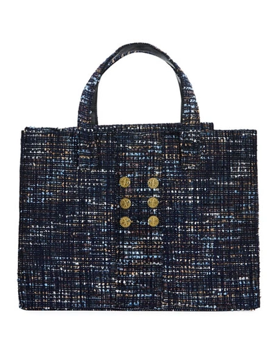 Kooreloo Tweed Book Tote Bag In Blue Pattern