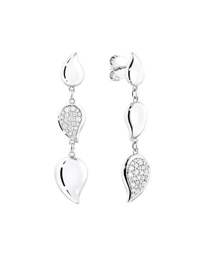 Tamara Comolli Signature Wave 18k White Gold & Diamond Mismatched Triple-drop Earrings