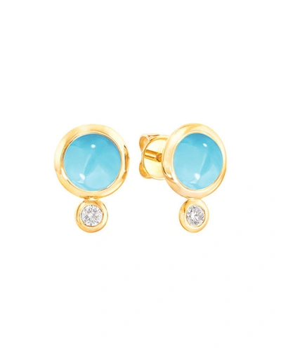 Tamara Comolli Bouton 18k Yellow Gold Turquoise/diamond Post Earrings
