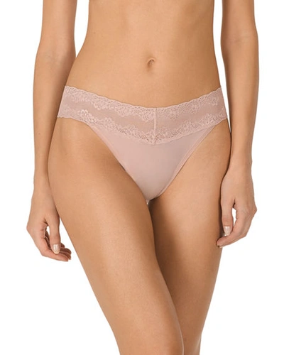 Natori Bliss Perfection Lace-waist Thong Underwear 750092 In Rose Beige