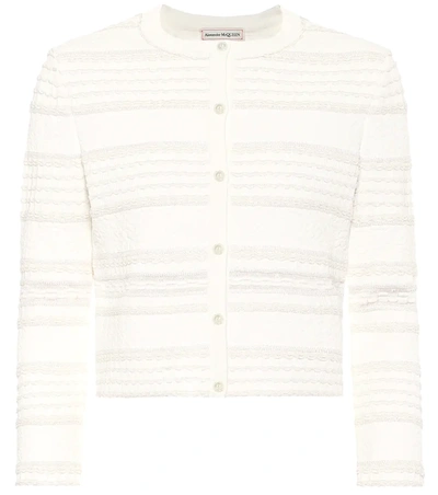 Alexander Mcqueen Scalloped Silk-blend Knitted Cardigan In Ivory