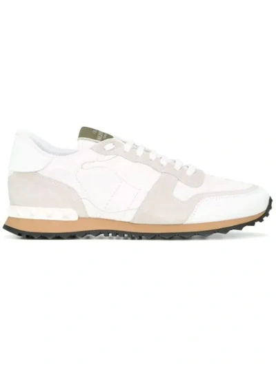 Valentino Garavani Camo Rockrunner Sneaker In White