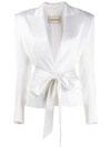 Alexandre Vauthier Self-belted Wrap Blazer In White