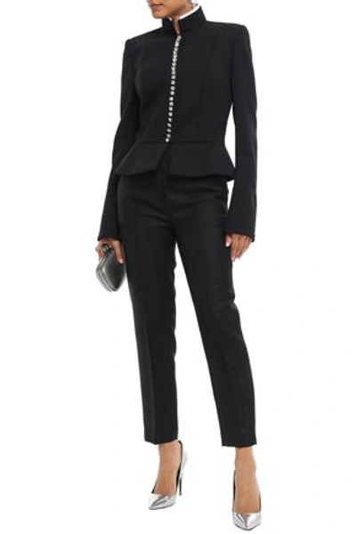 Alexandre Vauthier Crystal-embellished Wool-blend Twill Jacket In Black