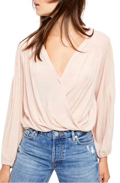 Free People Check On It Faux Wrap Top In Pink Nectar