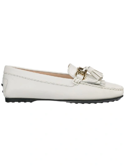 Tod's Doppia T Moccasins In Bianco