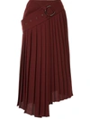 Akira Naka Asymmetric Pleated Skirt In Red