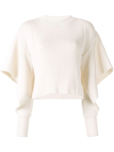 Akira Naka Cut-out Sleeve Knitted Jumper In White