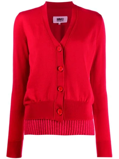 Mm6 Maison Margiela Layered Wool-blend Cardigan In Red