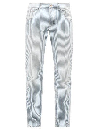 Lanvin Striped Straight-leg Cotton-denim Jeans In Light Wash