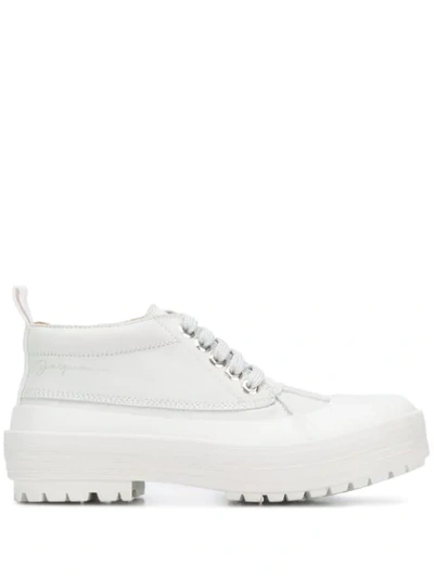 Jacquemus Meuniers Leather And Rubber Lace-up Shoes In White
