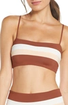 L*space L Space Rebel Stripe Bandeau Bikini Top In Beige