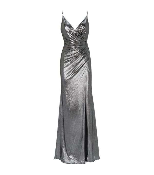Jovani Metallic Wrap Dress | ModeSens
