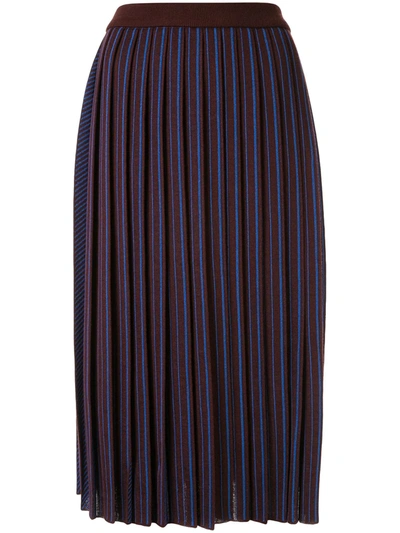 Akira Naka Striped Pattern Knitted Skirt In Brown