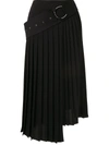 Akira Naka Asymmetric Pleated Skirt In Black