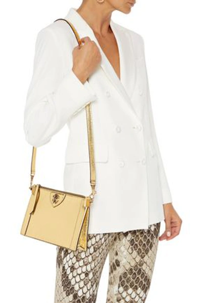 Roberto Cavalli Metallic Cracked-leather Shoulder Bag In Gold