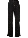 Amiri Crystal-embellished Distressed High-rise Straight-leg Jeans In Black