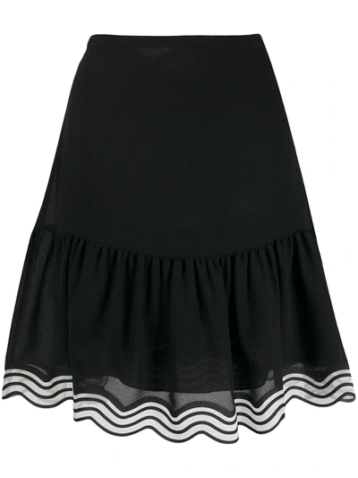 See By Chloé Striped Hem Georgette Skirt In Black