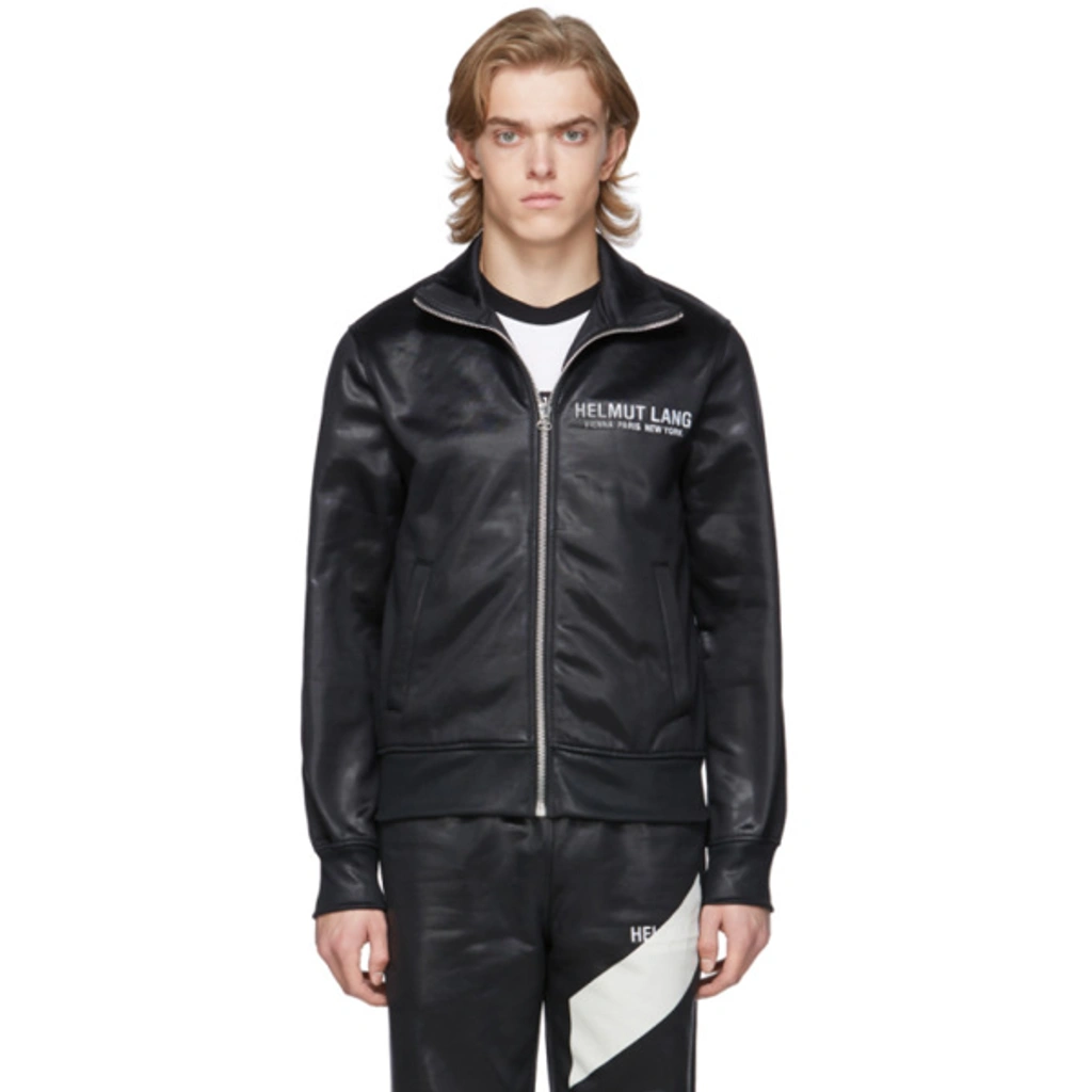 Helmut Lang Logo-embroidered Coated Jersey Track Jacket In Black