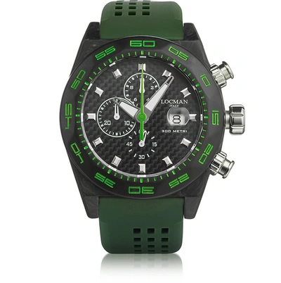 Locman Montres Homme Stealth 300mt - Montre Chronographe Homme En Fibre De Carbone Vert Et Titane