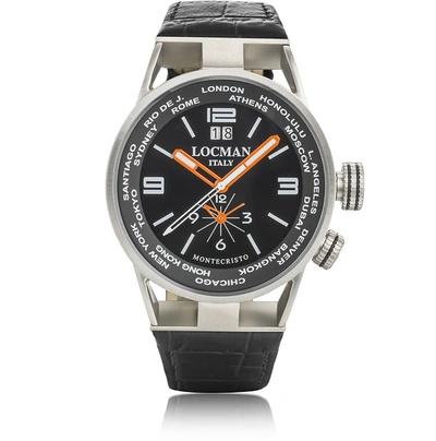 Locman Designer Men's Watches Montecristo Stainless Steel & Titanium Dual Men's Watch W/leather Strap In Noir