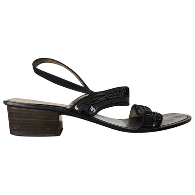 Pre-owned Bruno Magli Black Glitter Sandals