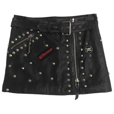 Pre-owned P.a.r.o.s.h Leather Mini Skirt In Black